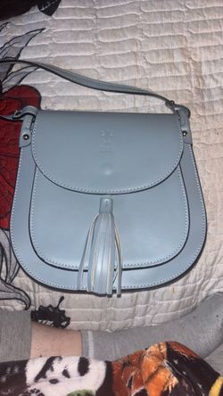 Made in Italy- Light Blue Leather Saddle Crossbody Bag