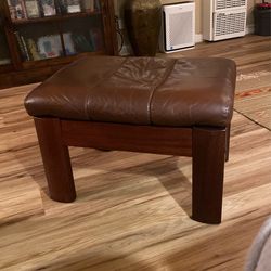 Mid Century Modern Brazilian Mahogany & Leather Stool