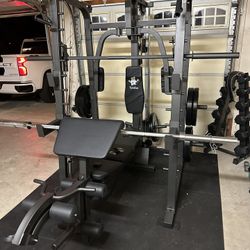 Vesta Fitness Smith Machine 2001 w/Bench Attachment | 230lb Bumpers Weights | 7ft Olympic Bar | Fitness | Gym Equipment | FREE DELIVERY 🚚 