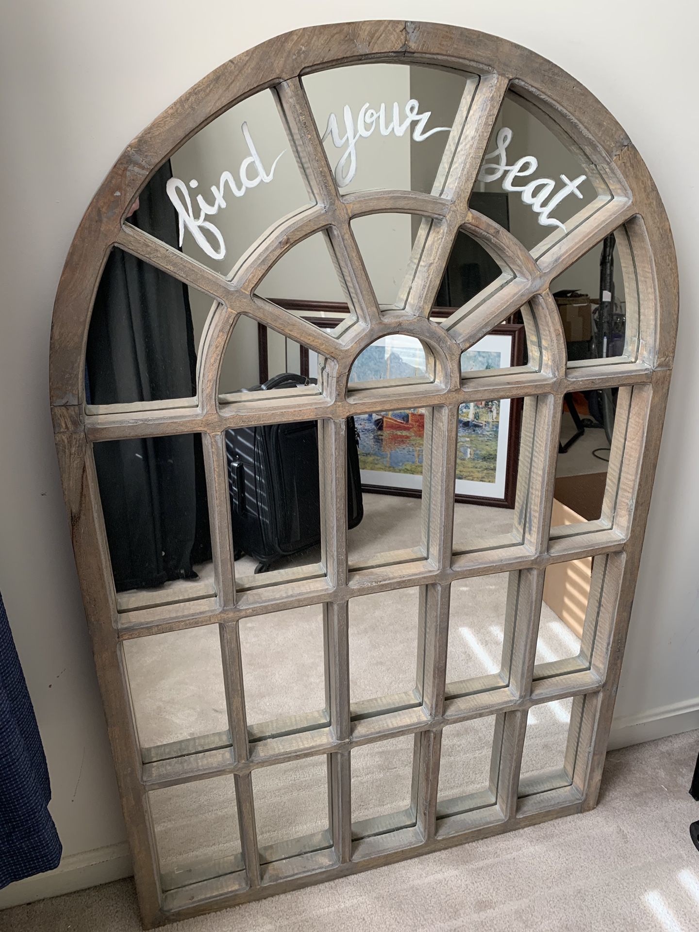 Wedding seating mirror (writing would wash off)