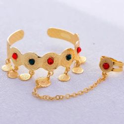 18 K gold plated Princess Crown Bracelet with Rings