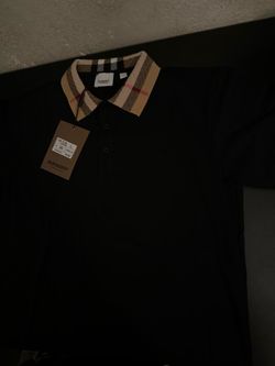 Burberry Black Polo Shirt with Check Collar