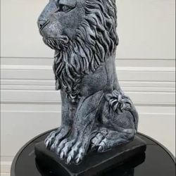 Stone Colored Lion Statue