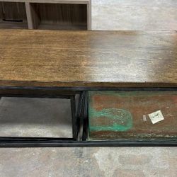 Sturdy Wooden Coffee Table With Metal Frame 
