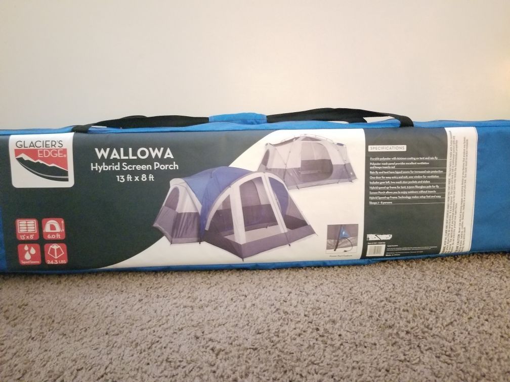 NEW Wallowa -13ft x 8ft - 8 person tent w/ Hybrid Screen Porch Area