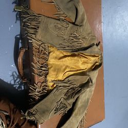 1920’s-1940’s Home Made Vintage Children's Rough Out Fringed Leather Jacket