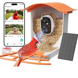 Bird Feeder with Camera, 1080P Smart Bird Feeders Squirrel Proof, AI Recognition Bird House with Solar Panel, IP65 Waterproof, with Hummingbird Feeder