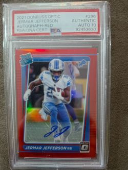Detroit Lions Jamar Jefferson rookie autograph number match Jersey PSA 10