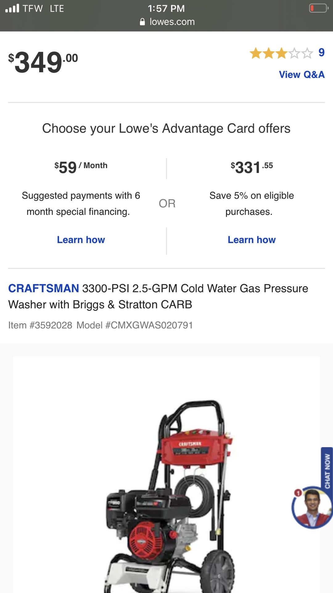Craftsman Pressure Washer