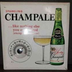 Vintage Sparkling CHAMPALE Tin Over Cardboard - Advertising Thermometer