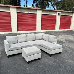 Comfy Nice Gray Sectional Couch With Ottoman🔥🔥