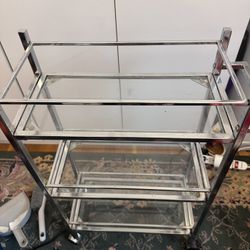 Glass and Metal Rolling Cart