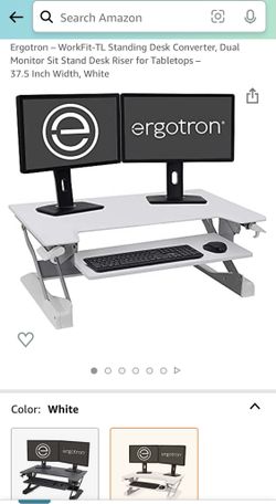 Ergotron Standing desk converter, Dual Monitor 37.5 inch wide