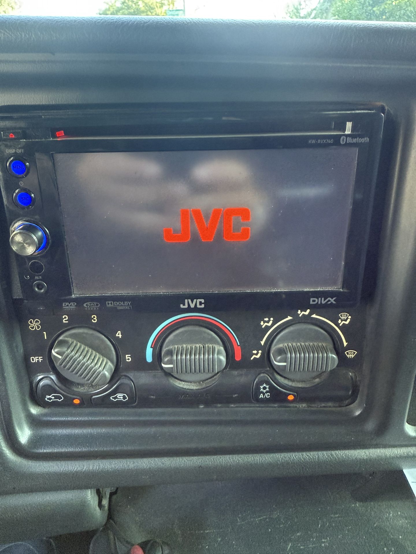 JVC Stereo And DVD Player With  2 10” Kicker Speakers In A Box And Amplifier.