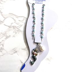 New Women’s Anklet With Mermaid Charm - Silver Tone