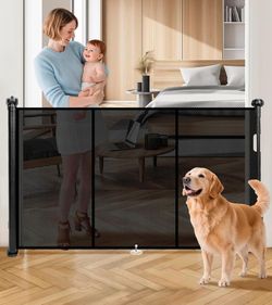 Retractable Baby Gate 78in Wide 34in Extra Tall Mesh