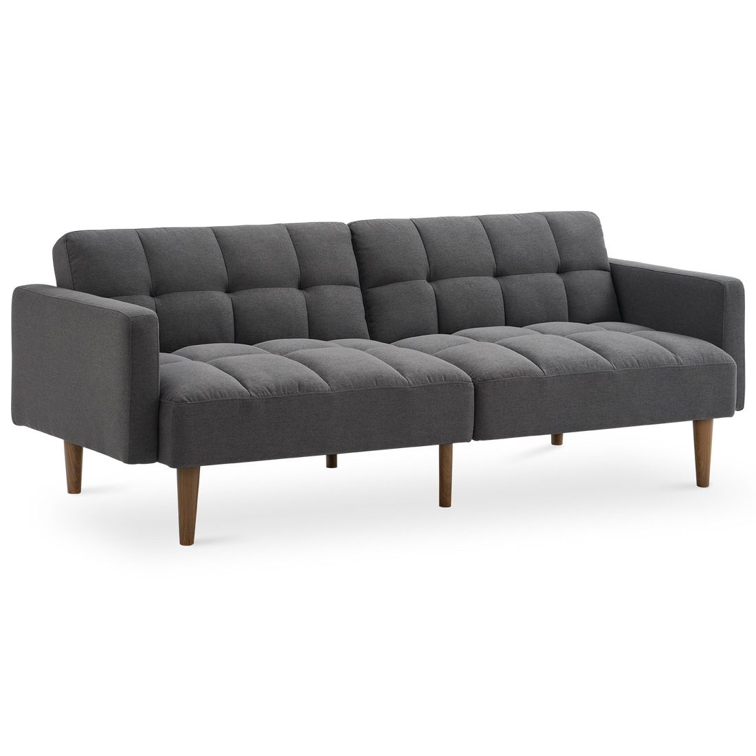 mopio Aaron 76.8" Couch, Small Futon Sofa Bed, Sleeper, Loveseat, Mid Century Modern Futon Couch, Sofa Cama, Couches for Living Room, Bedroom (Dark Gr