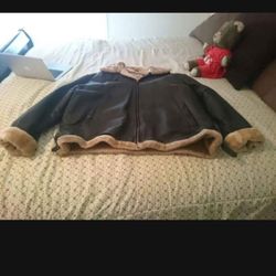 Men Leather Jacket Like New 5X  Sheep Skin Inside The Coat 