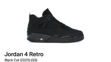 Air Jordan 4 Black Cat GS Sz 7Y