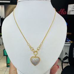 14k Diamond Heart Necklace 