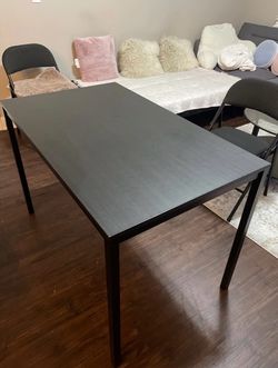 Black ikea table with 2 chairs