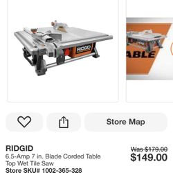 RIDGID 6.5-Amp 7 in. Blade Corded Table Top Wet Tile Saw