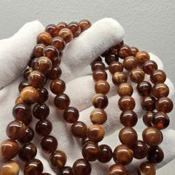 Vintage Brown Resin Bead Necklace 50" Long Retro Style
