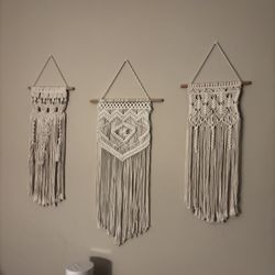 3 Macrame Wall Hangings - Boho Chic Décor