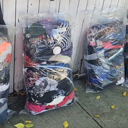 Bags Of Clothes, Shirts, Sweaters, Jeans, Pants, Curtains And Coats/ Jackets