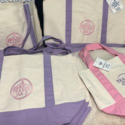 Trader Joe’s Spring Canvas Totes- Large Lavender & Pink Mini