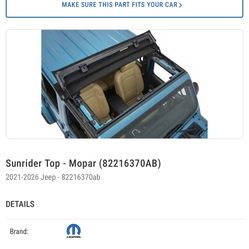MOPAR Wrangler JL Sun Rider Top