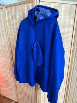 New Lightweight Hooded Windbreaker Jacket – Blue (Fits XXL)