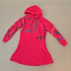 Kenzo Kids Pink Sweatshirt Hooded Mini Dress Size 12