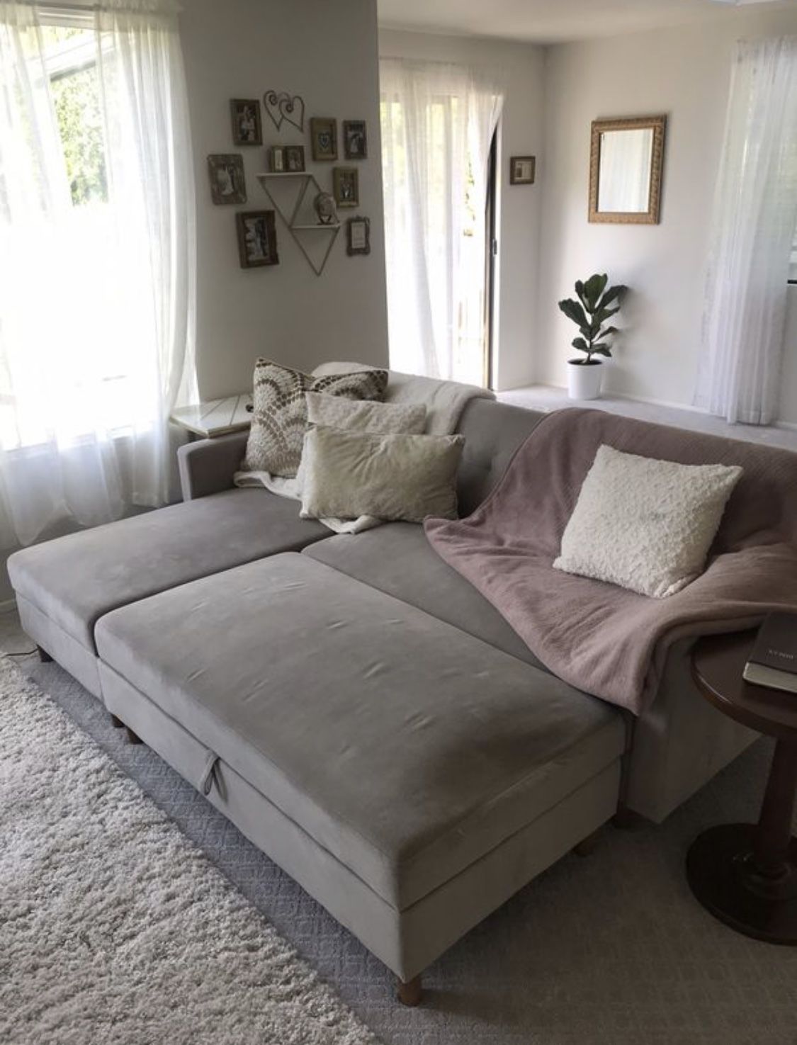 Joss & Main Grey Sleeper Sectional Sofa w/Ottoman + Storage