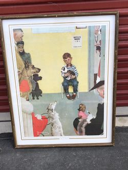 Norman Rockwell'At the Vets' Litho Framed Poster 1973
