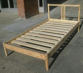 Twin Bed Frame Ikea FJELLSE with Slatted base and two end tables