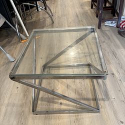 Glass And Chrome Side Tables 