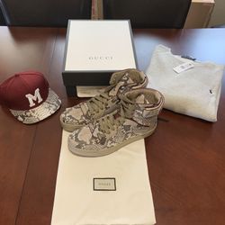 Gucci Snakeskin Leather Hi-Top Sneakers. Men's Size Gucci 13.5/USA 14