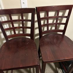 Set of 2 Wood Bar Chairs