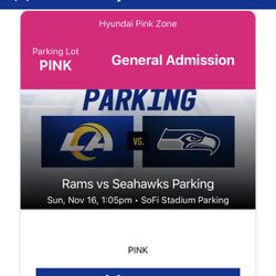 Rams vs Seahawks Pink Parking Pass