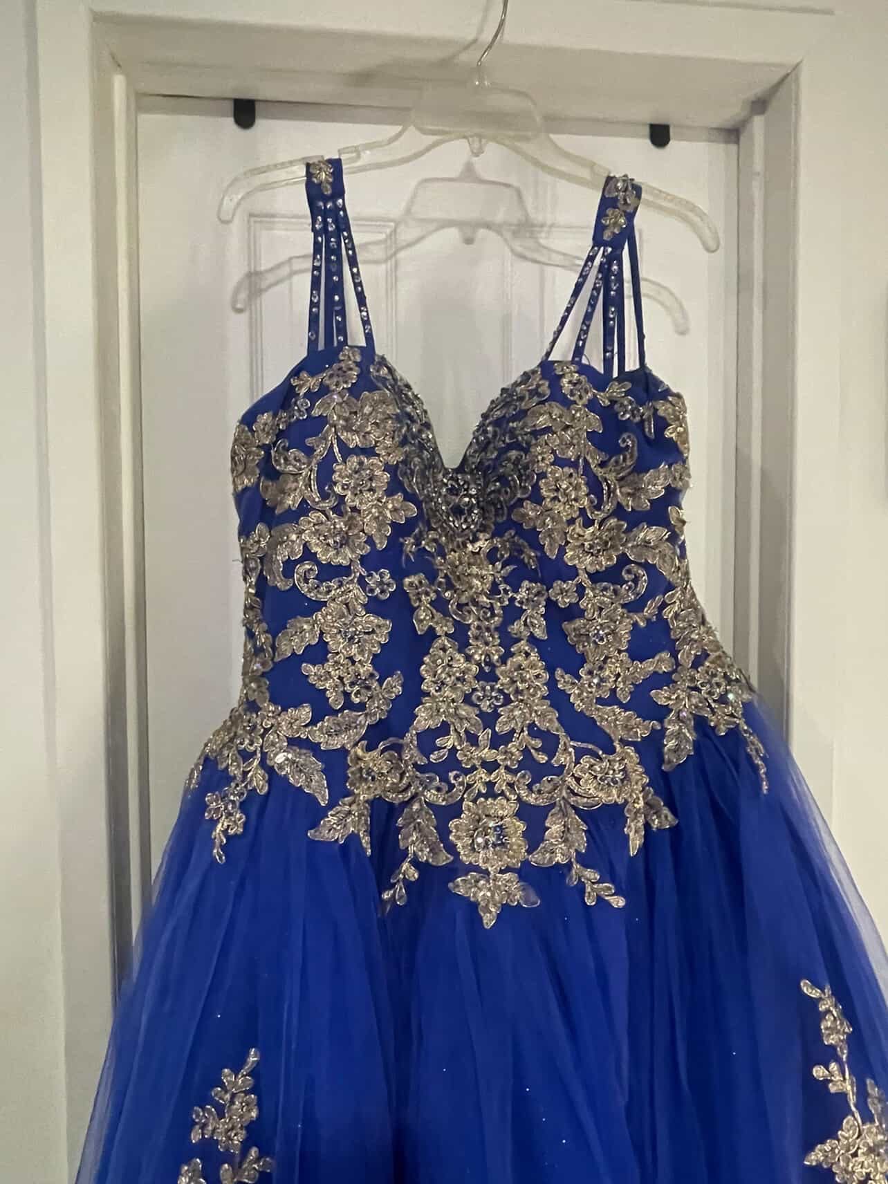 Royal Blue Quinceañera Dress w/ Gold Details (includes crinoline)