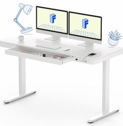 FLEXISPOT 55" White Electric Standing Desk with Drawers