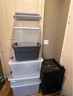 FREE! Huge lot of organization containers. Plastic totes. Baskets. Shoe organizers