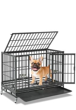 Homey Pet 37 Inch Heavy Duty Stackable Dog Crate with Wheels Escape Proof New Open Box