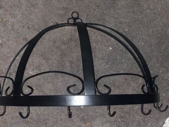 Black Metal Wall-Mount Half-Round Pot Rack
