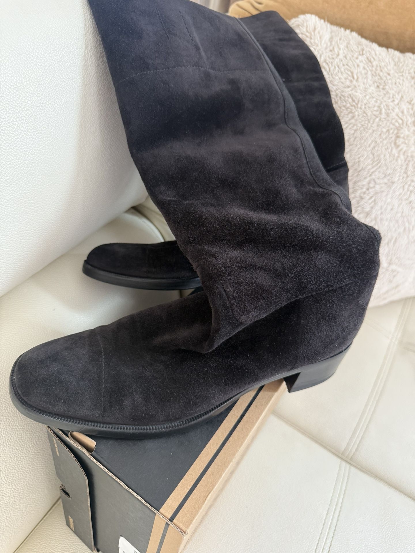 Jil Sander Women’s Black Suede Boots – Size 38 – Made in Italy
