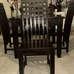 Solid 3’2” x 3’2” Wood Table & Chairs