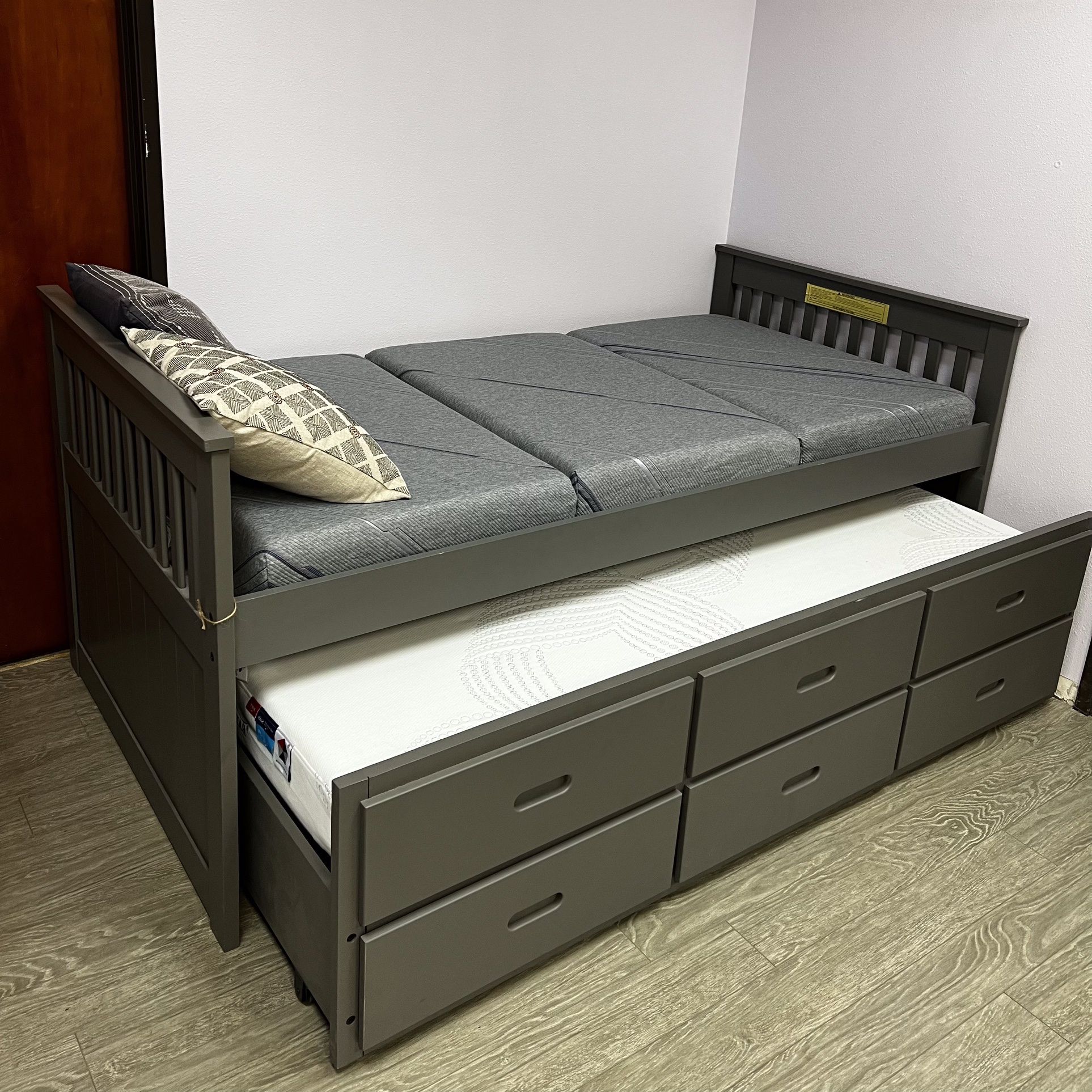 Twin Size Kids Captains Trundle Bed