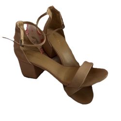 Merona Tan Two-Strap Block Heel Sandals- [8]