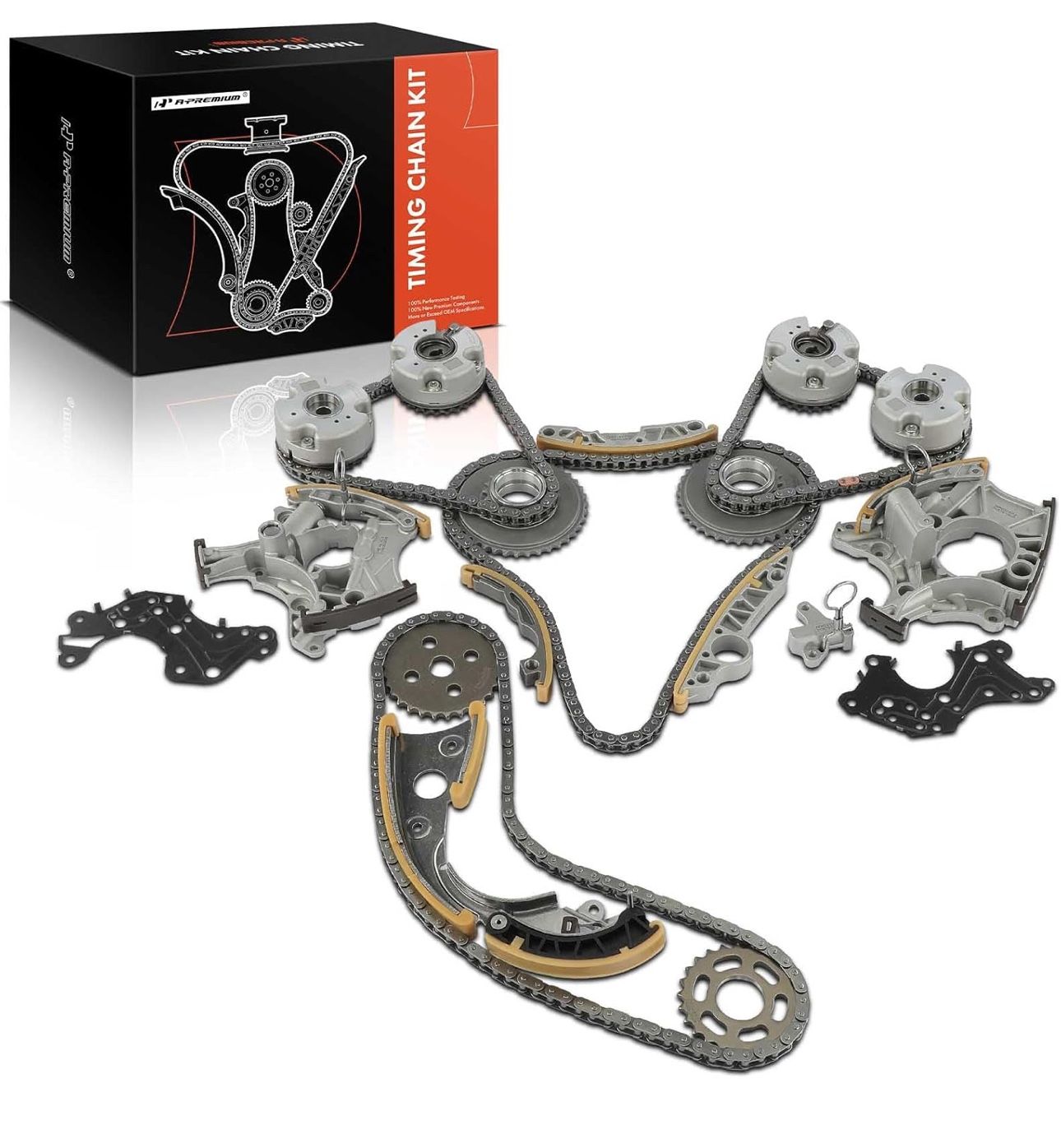 A-Premium 21PCS Engine Timing Chain Kit W/Sprocket & Tensioner & Guide Compatible with Audi A4 2005-2008, A4 Quattro 2005-2009, A6 2006-2009, A6 Quatt
